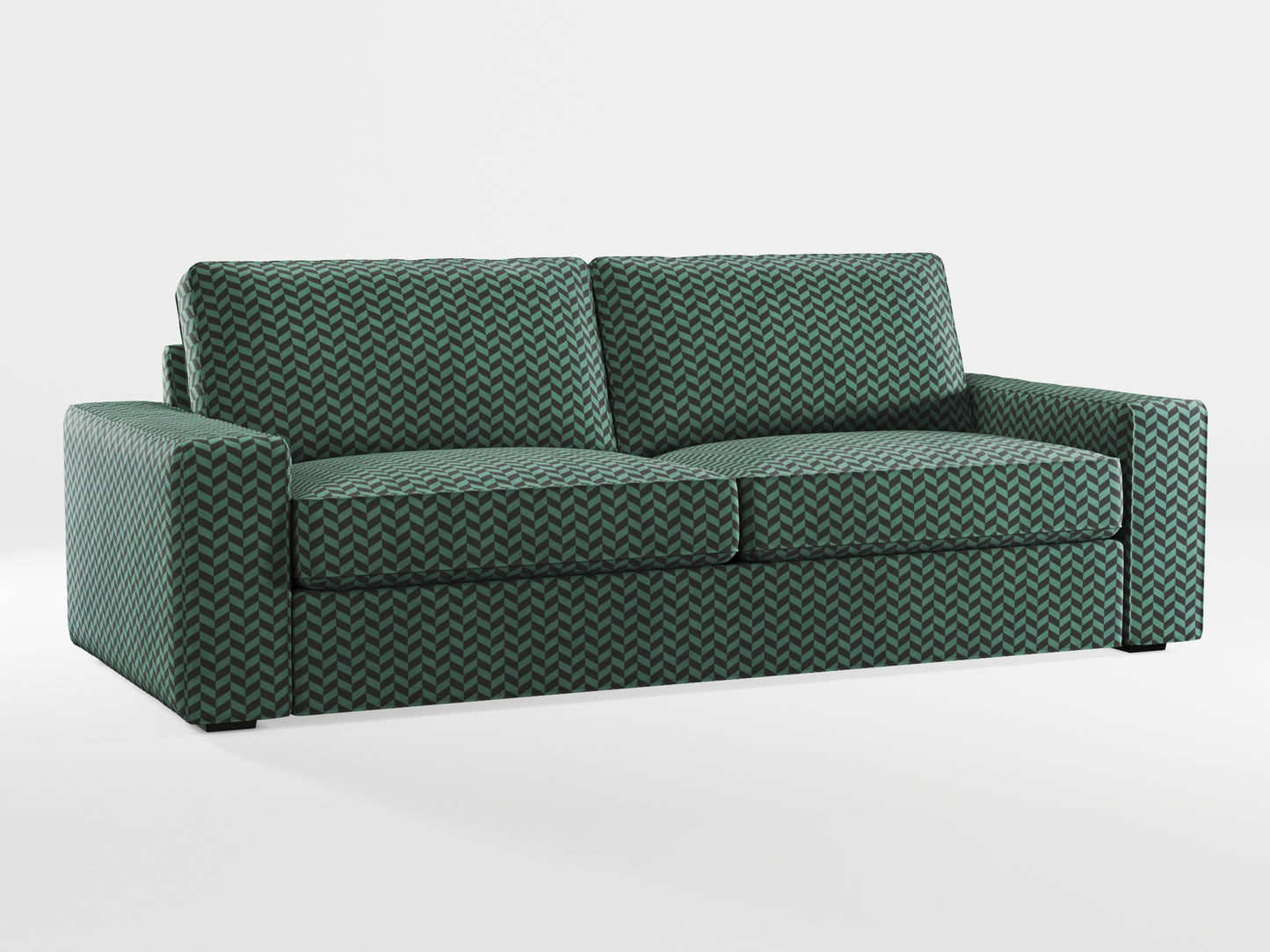 Ikea KIVIK 3-seat sofa cover made by Covereo in upholstery named HERRINGBONE Green