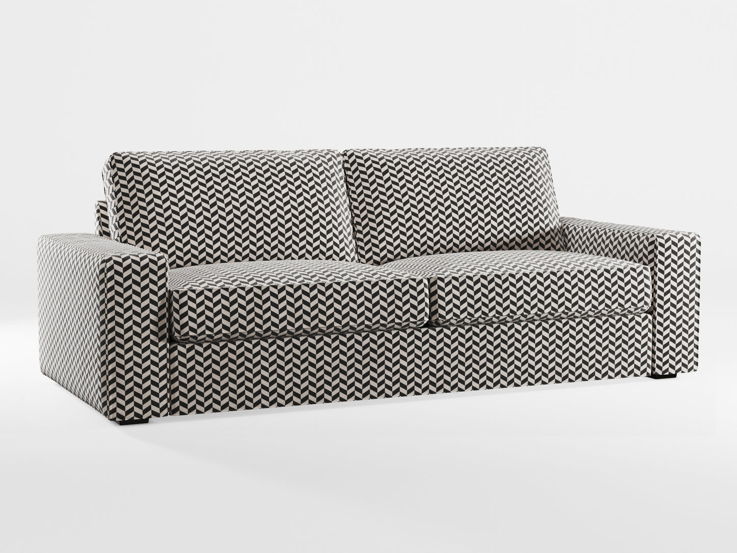 Ikea KIVIK 3-seat sofa cover made by Covereo in upholstery named HERRINGBONE Silver