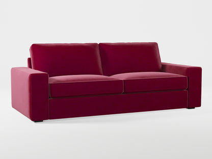 Ikea KIVIK 3-seat sofa cover made by Covereo in upholstery named VELVET Beetroot Cocktail