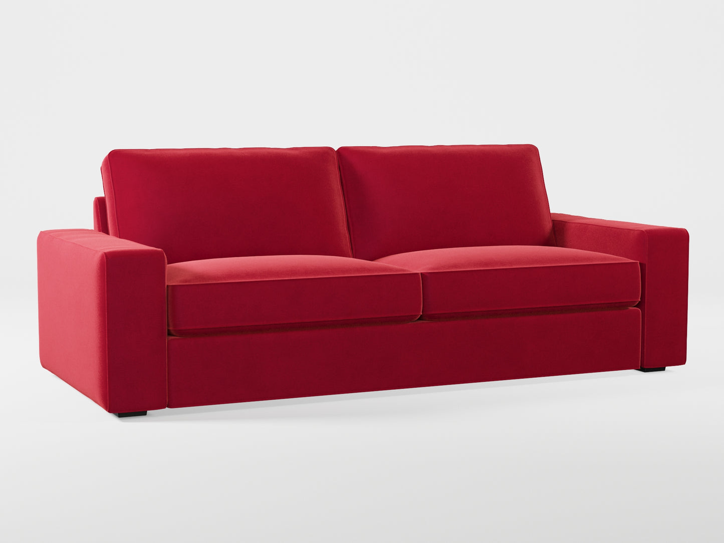 Ikea KIVIK 3-seat sofa cover made by Covereo in upholstery named VELVET Intense Red