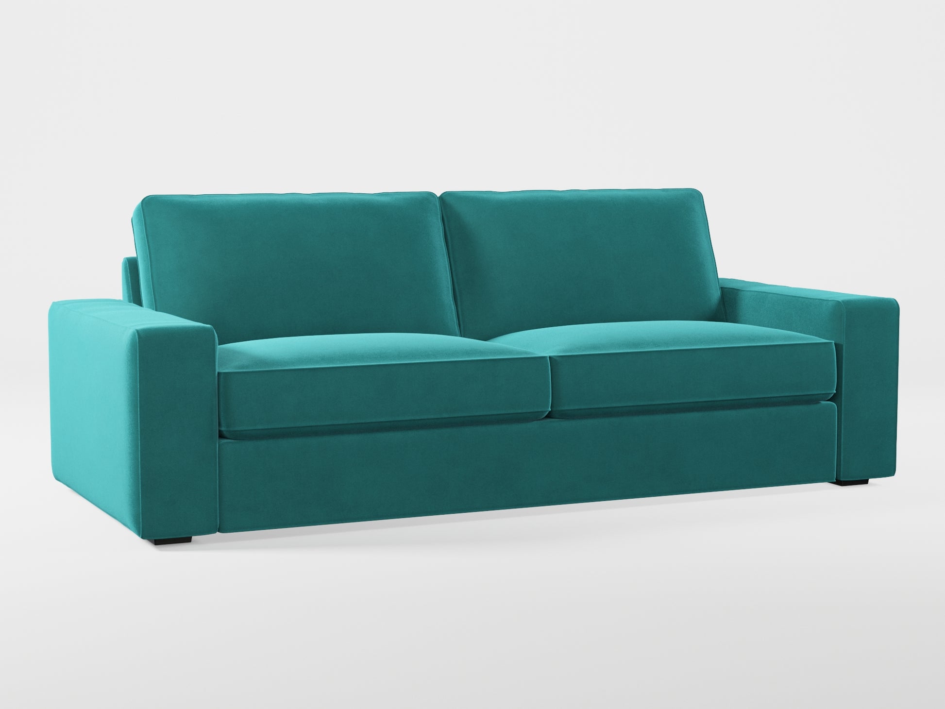 Ikea KIVIK 3-seat sofa cover made by Covereo in upholstery named VELVET Turquoise Twist