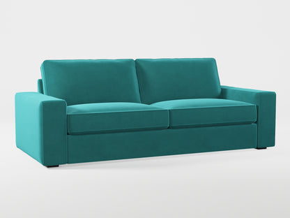 Ikea KIVIK 3-seat sofa cover made by Covereo in upholstery named VELVET Turquoise Twist