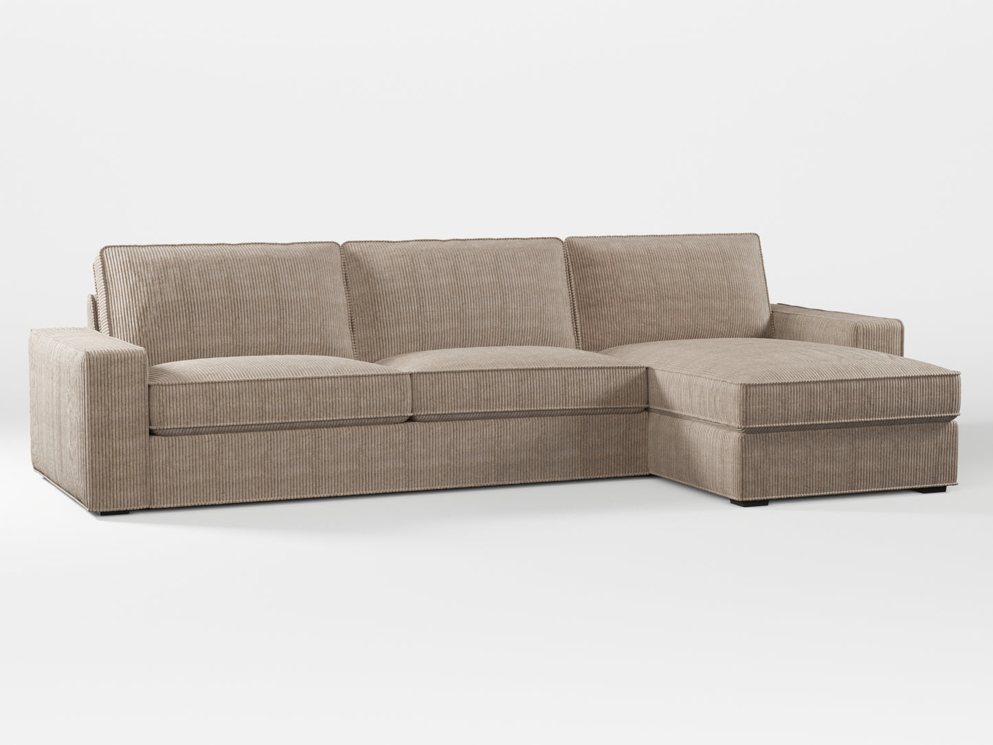 Ikea KIVIK 4-seat sofa with Chaise Longue cover made by Covereo in upholstery named COSY Ashen Sky