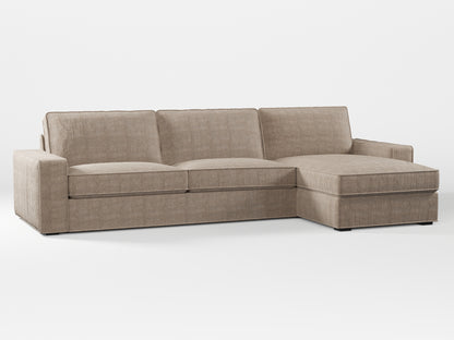 Ikea KIVIK 4-seat sofa with Chaise Longue cover made by Covereo in upholstery named COSY Ashen Sky