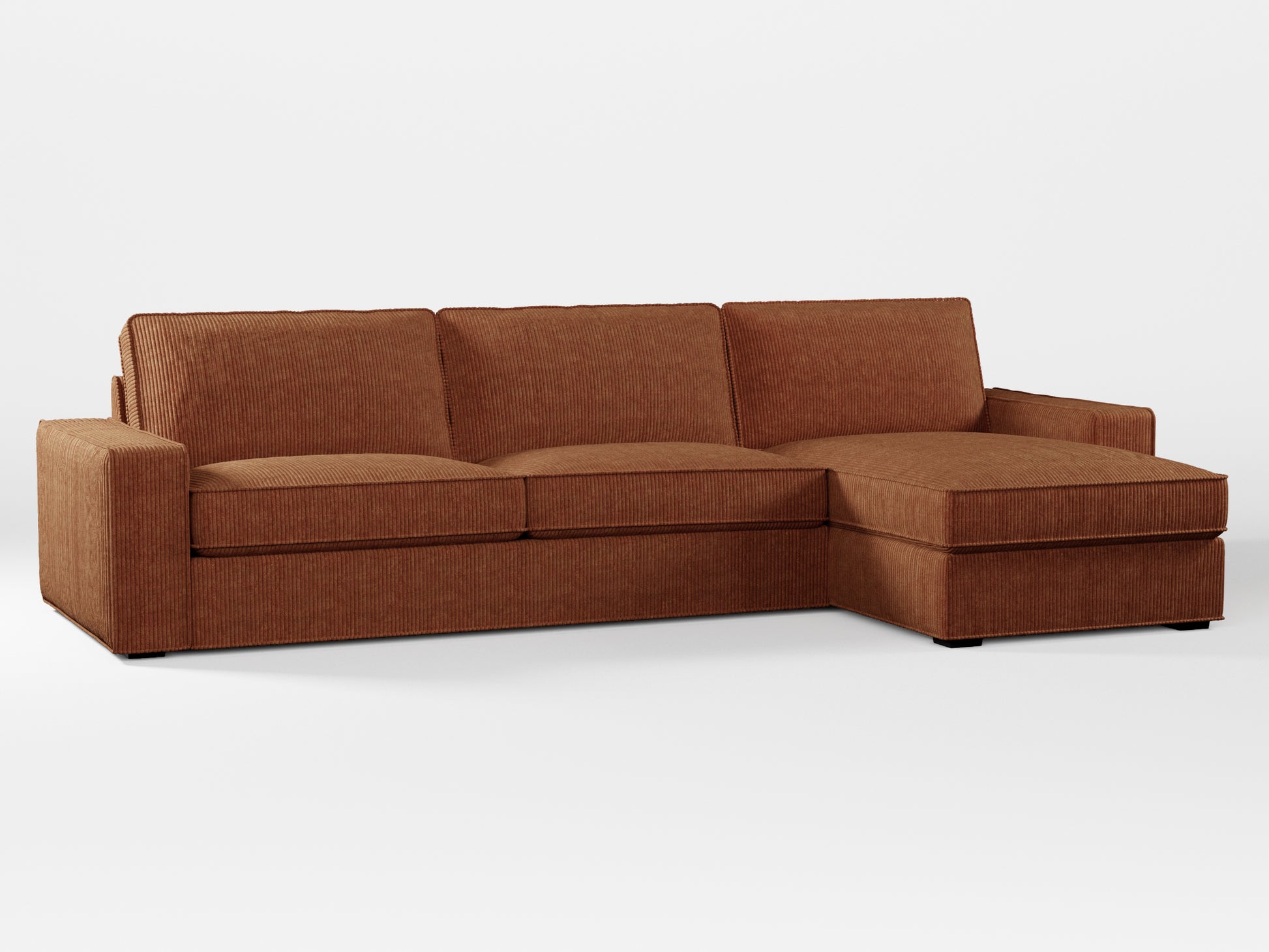 Ikea KIVIK 4-seat sofa with Chaise Longue cover made by Covereo in upholstery named COSY Chestnut