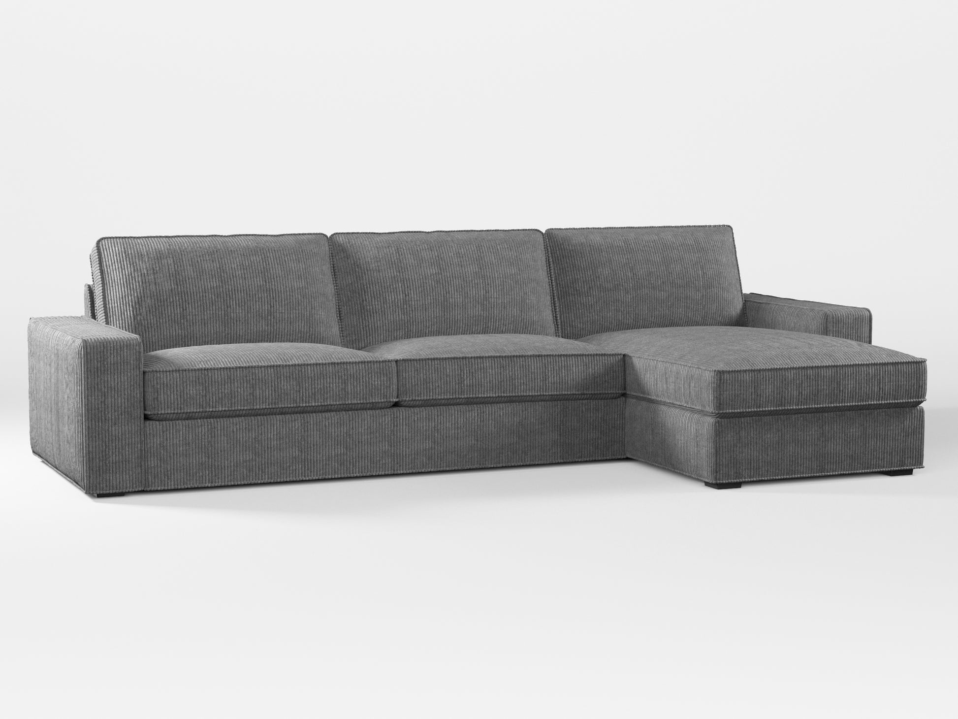 Ikea KIVIK 4-seat sofa with Chaise Longue cover made by Covereo in upholstery named COSY Grey Shadow