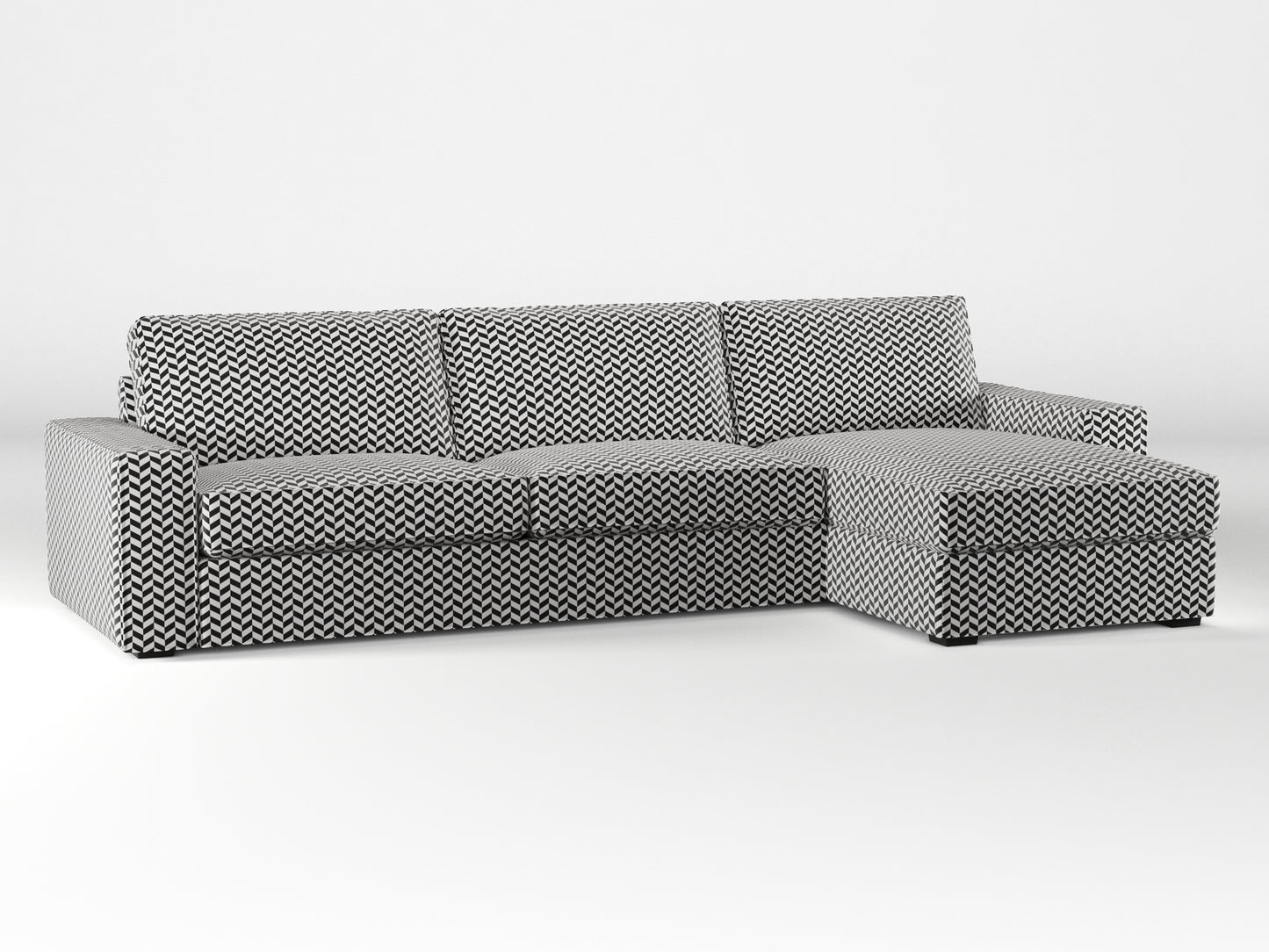 Ikea KIVIK 4-seat sofa with Chaise Longue cover made by Covereo in upholstery named HERRINGBONE White