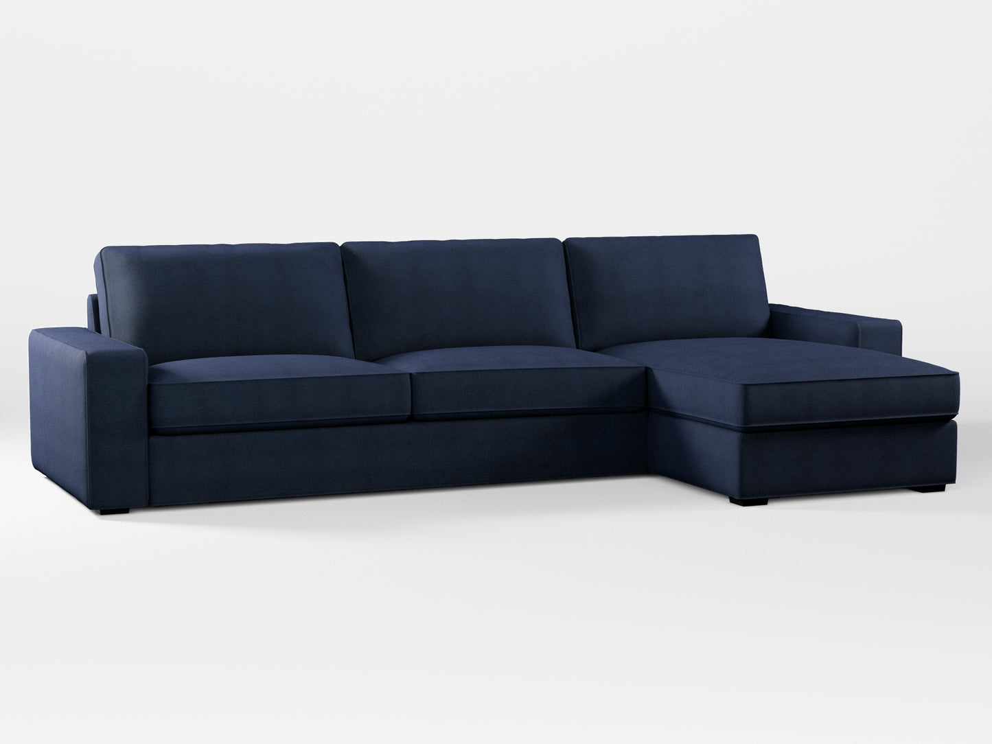 Ikea KIVIK 4-seat sofa with Chaise Longue cover made by Covereo in upholstery named OMON Elegant Marine