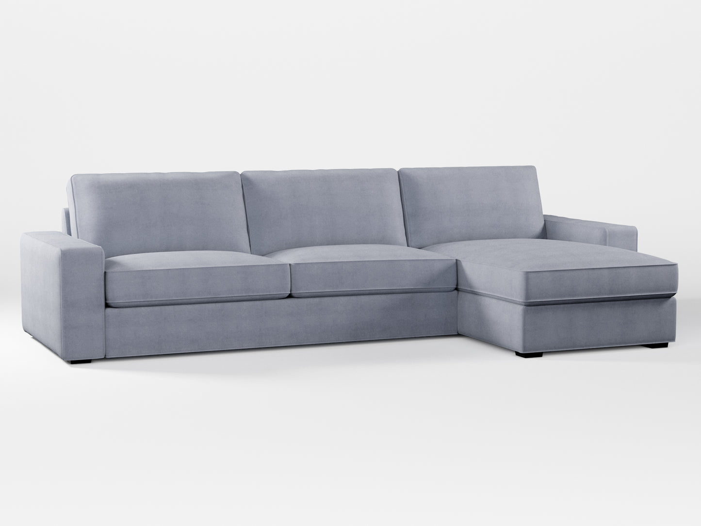 Ikea KIVIK 4-seat sofa with Chaise Longue cover made by Covereo in upholstery named OMON Industrial Grey