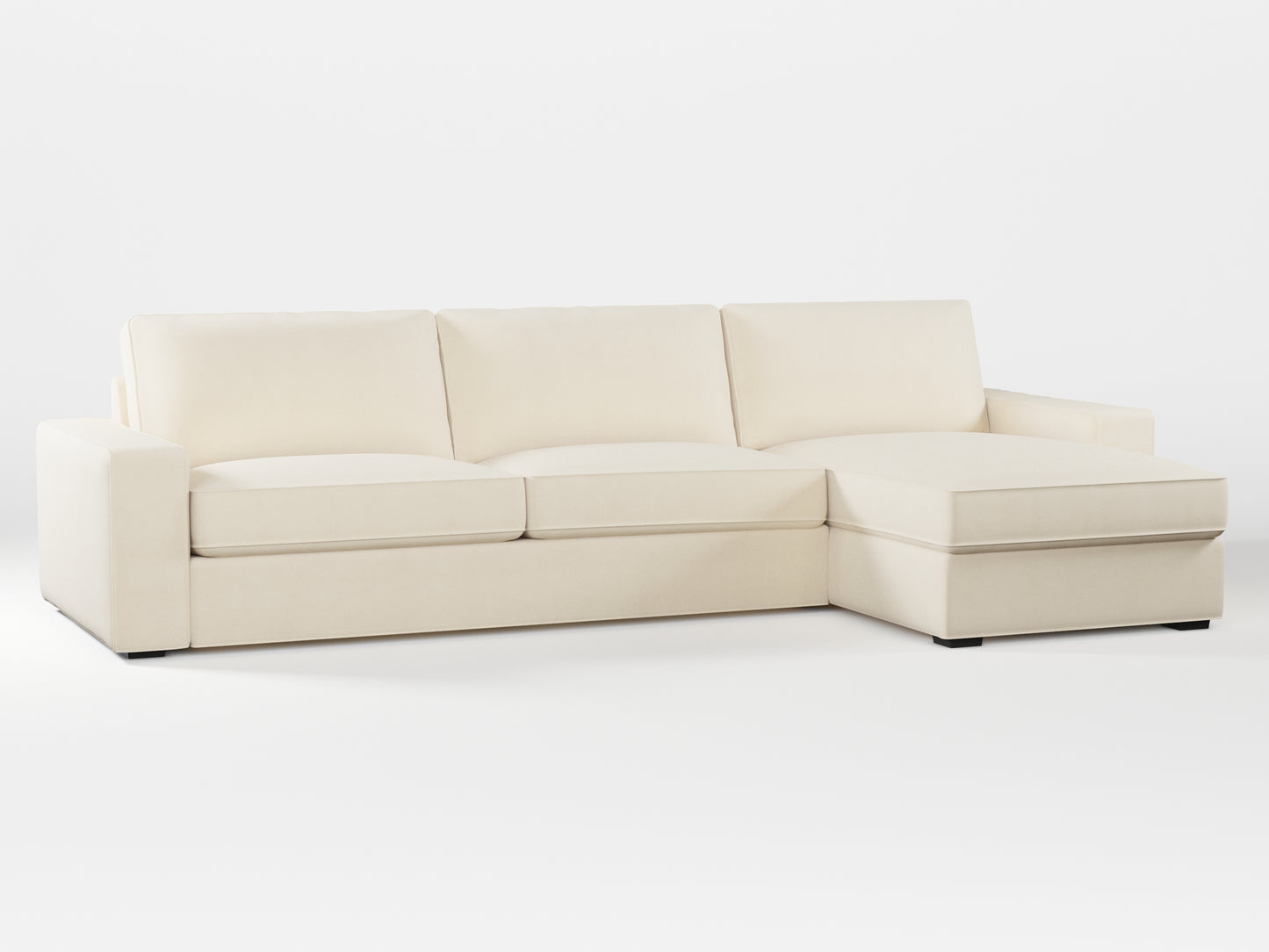 Ikea KIVIK 4-seat sofa with Chaise Longue cover made by Covereo in upholstery named OMON Natural Beige