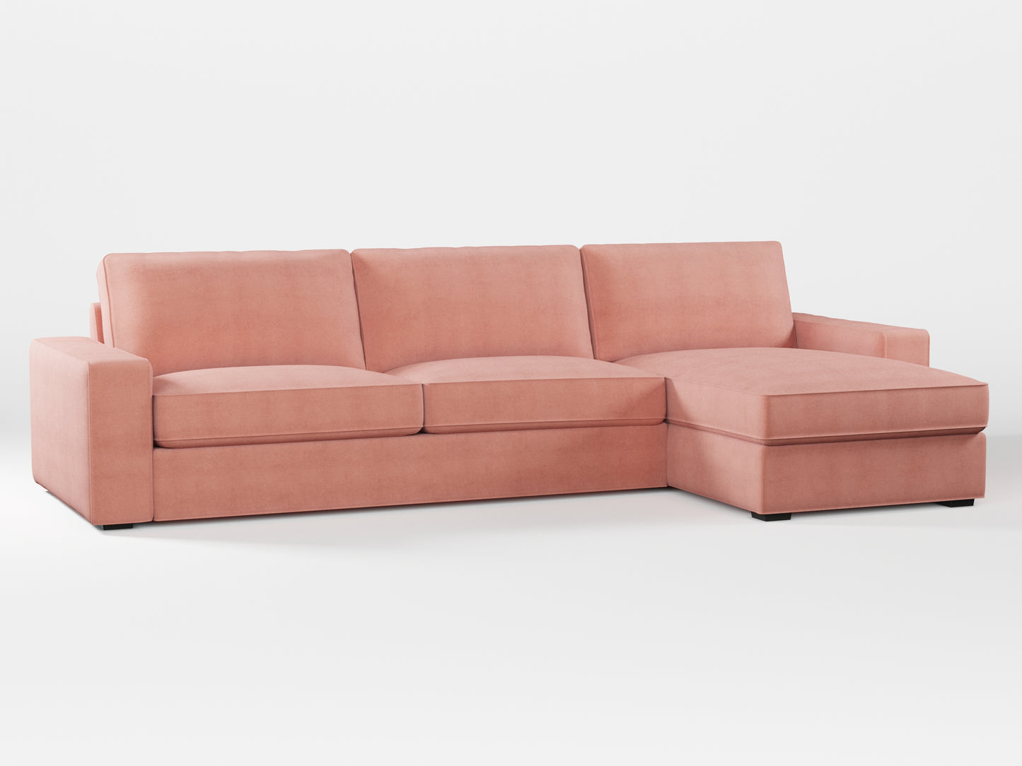 Ikea KIVIK 4-seat sofa with Chaise Longue cover made by Covereo in upholstery named OMON Powder Rose