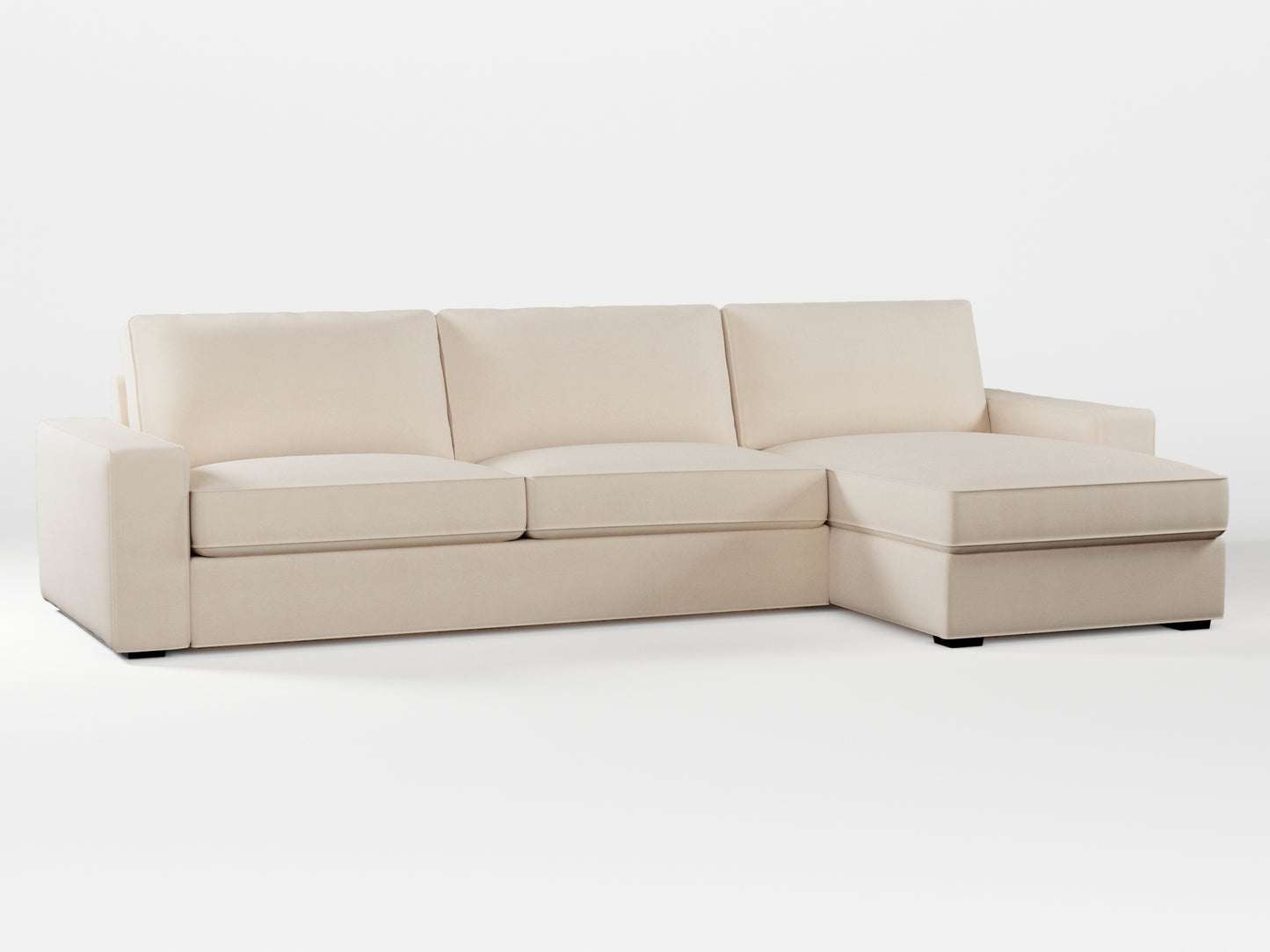 Ikea KIVIK 4-seat sofa with Chaise Longue cover made by Covereo in upholstery named OMON Vintage Beige