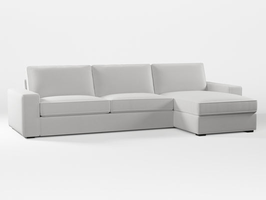 Ikea KIVIK 4-seat sofa with Chaise Longue cover made by Covereo in upholstery named PECADLY Air Grey