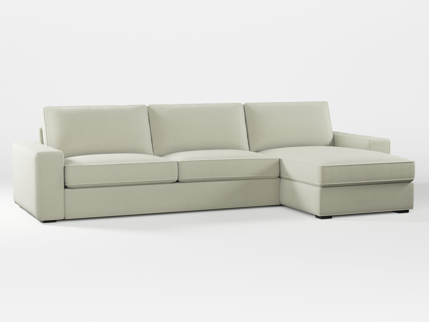 Ikea KIVIK 4-seat sofa with Chaise Longue cover made by Covereo in upholstery named PECADLY Dusty Beige