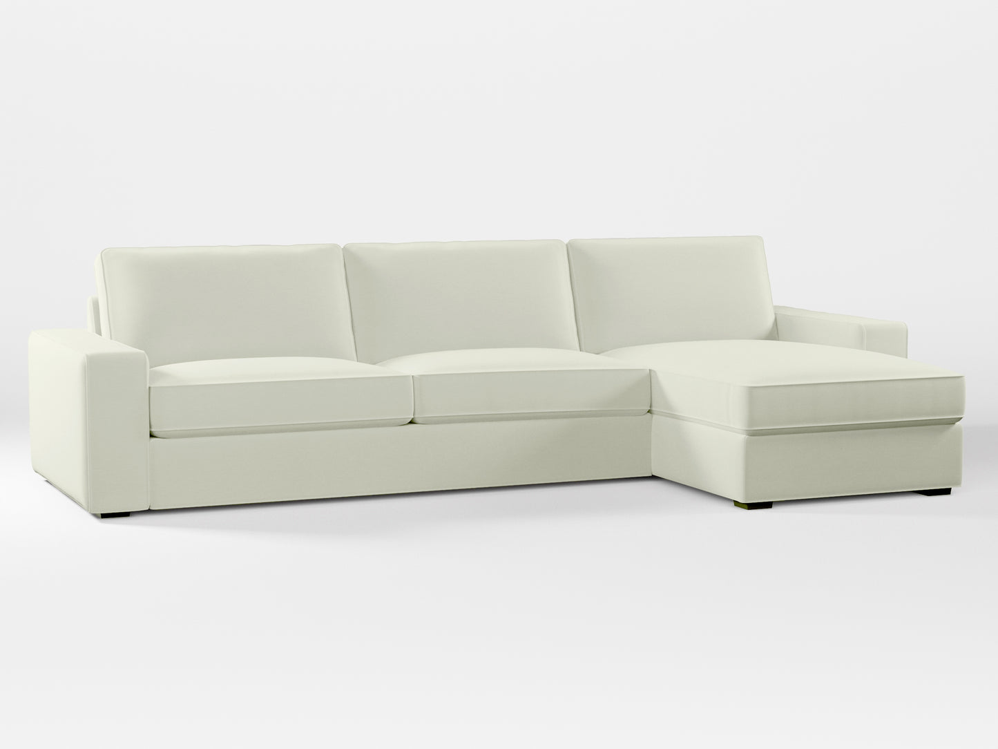 Ikea KIVIK 4-seat sofa with Chaise Longue cover made by Covereo in upholstery named PECADLY Ivory Touch