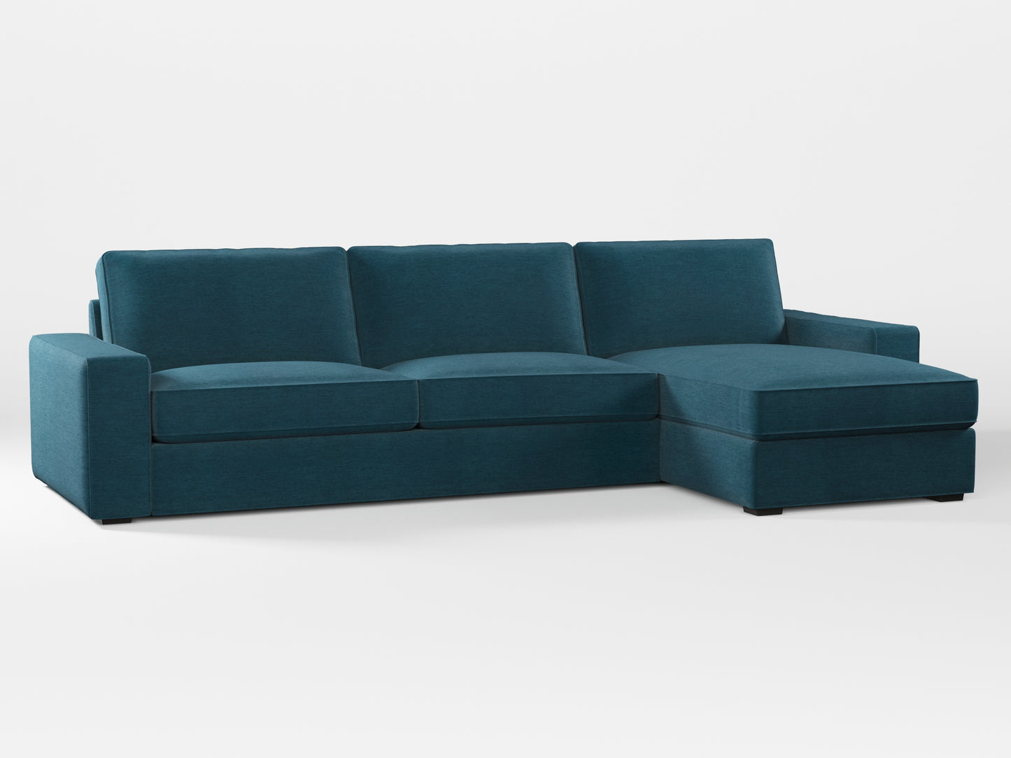 Ikea KIVIK 4-seat sofa with Chaise Longue cover made by Covereo in upholstery named PECADLY Ocean Blue