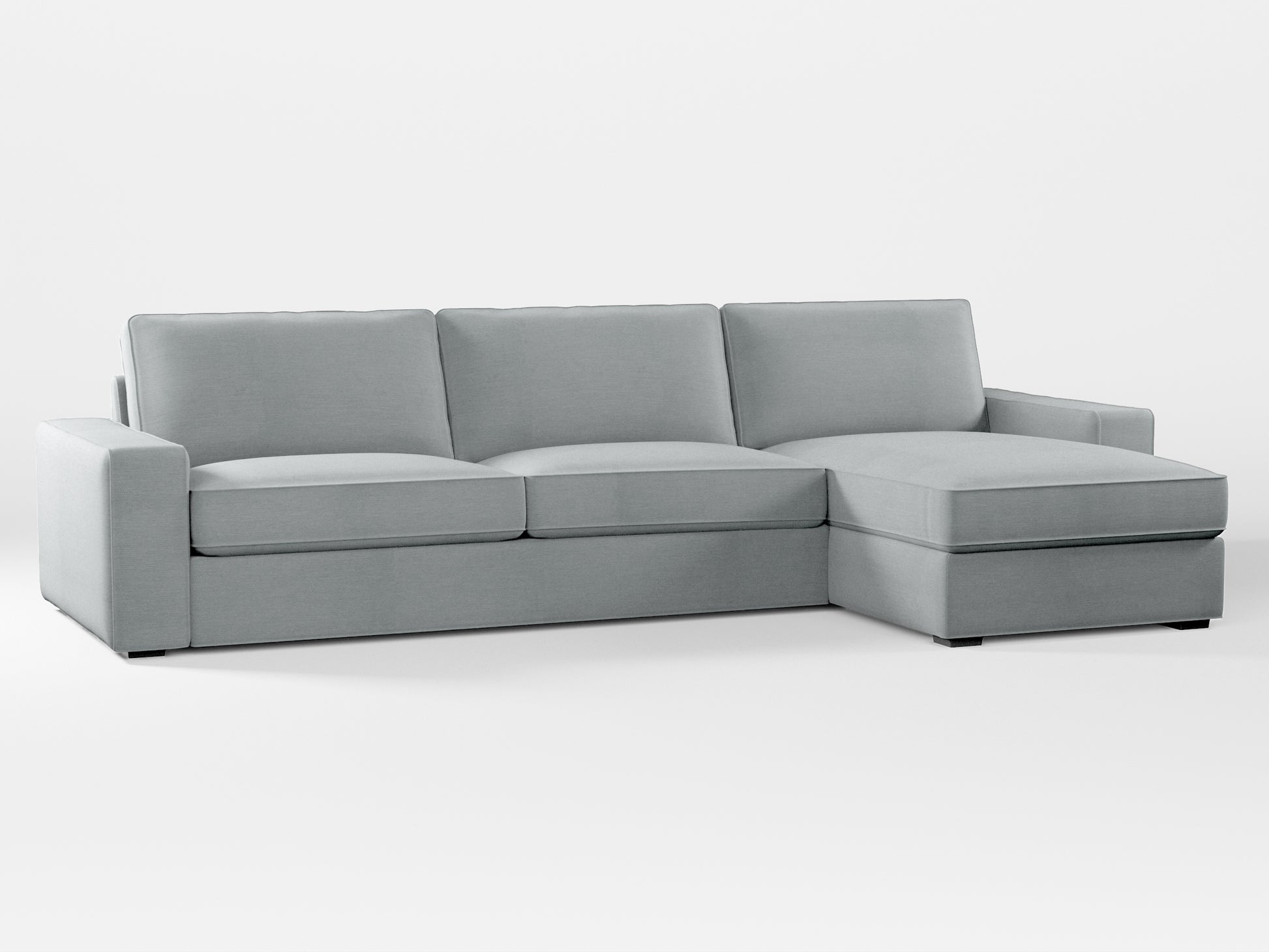 Ikea KIVIK 4-seat sofa with Chaise Longue cover made by Covereo in upholstery named PECADLY Pebble Grey