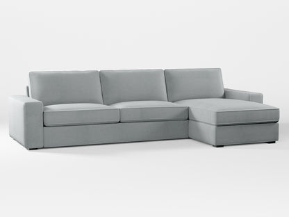 Ikea KIVIK 4-seat sofa with Chaise Longue cover made by Covereo in upholstery named PECADLY Pebble Grey