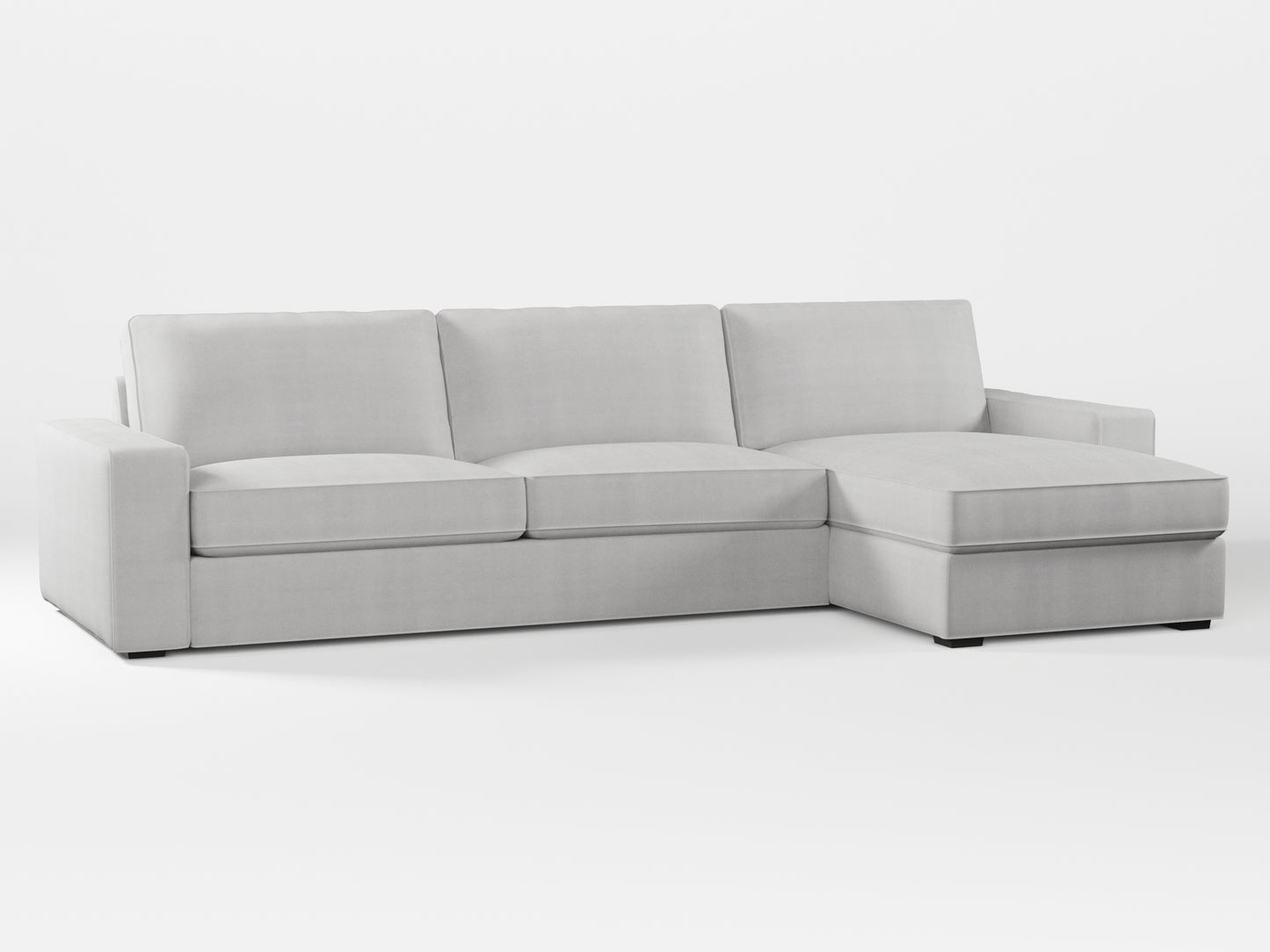 Ikea KIVIK 4-seat sofa with Chaise Longue cover made by Covereo in upholstery named TUNSO Grey One