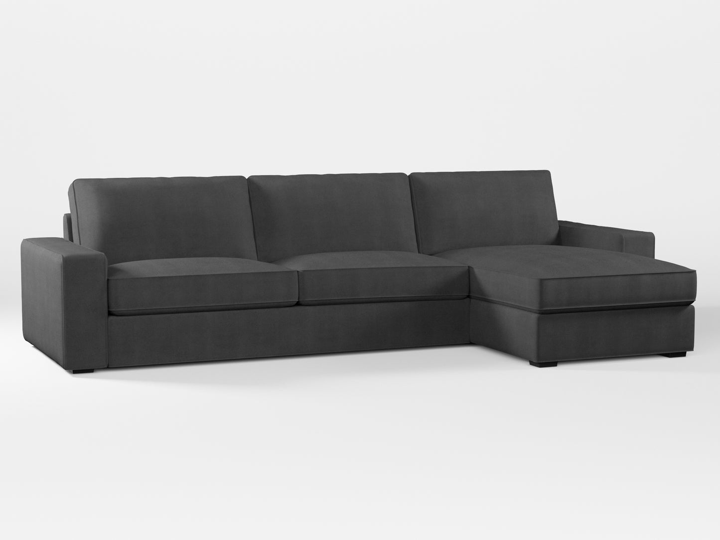 Ikea KIVIK 4-seat sofa with Chaise Longue cover made by Covereo in upholstery named TUNSO Grey Three