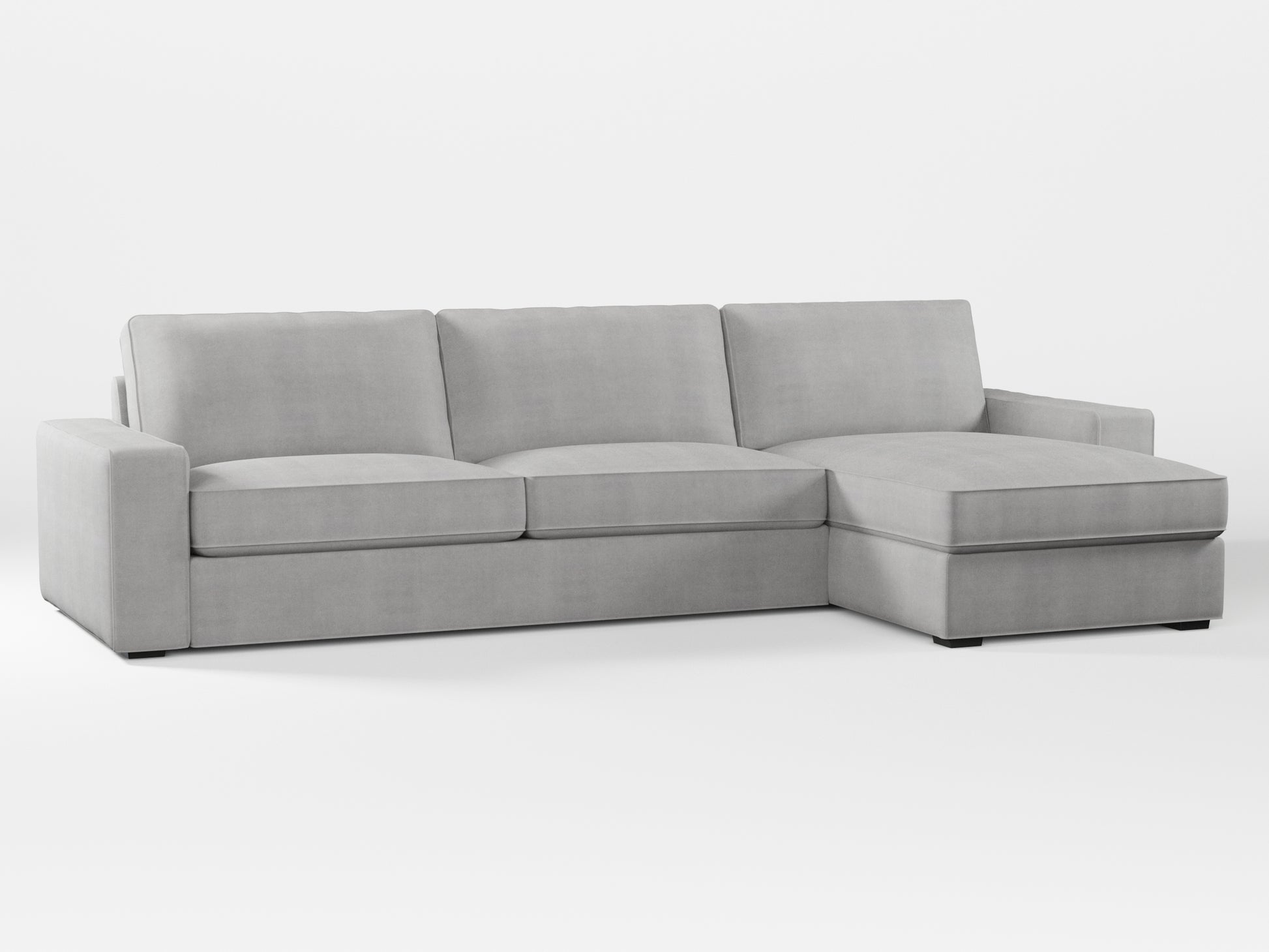 Ikea KIVIK 4-seat sofa with Chaise Longue cover made by Covereo in upholstery named TUNSO Grey Two