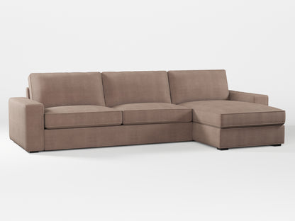 Ikea KIVIK 4-seat sofa with Chaise Longue cover made by Covereo in upholstery named TUNSO Nude Five