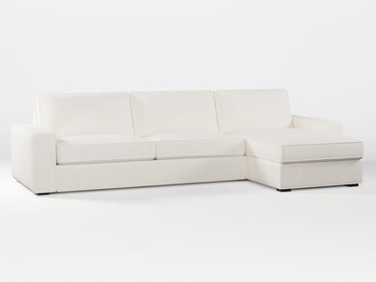 Ikea KIVIK 4-seat sofa with Chaise Longue cover made by Covereo in upholstery named TUNSO Nude One