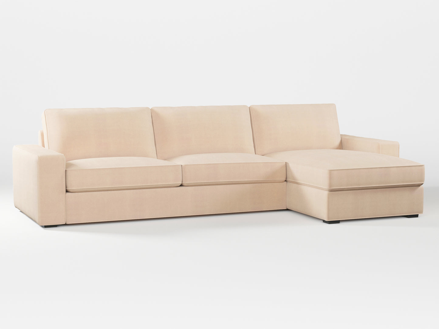 Ikea KIVIK 4-seat sofa with Chaise Longue cover made by Covereo in upholstery named TUNSO Nude Three