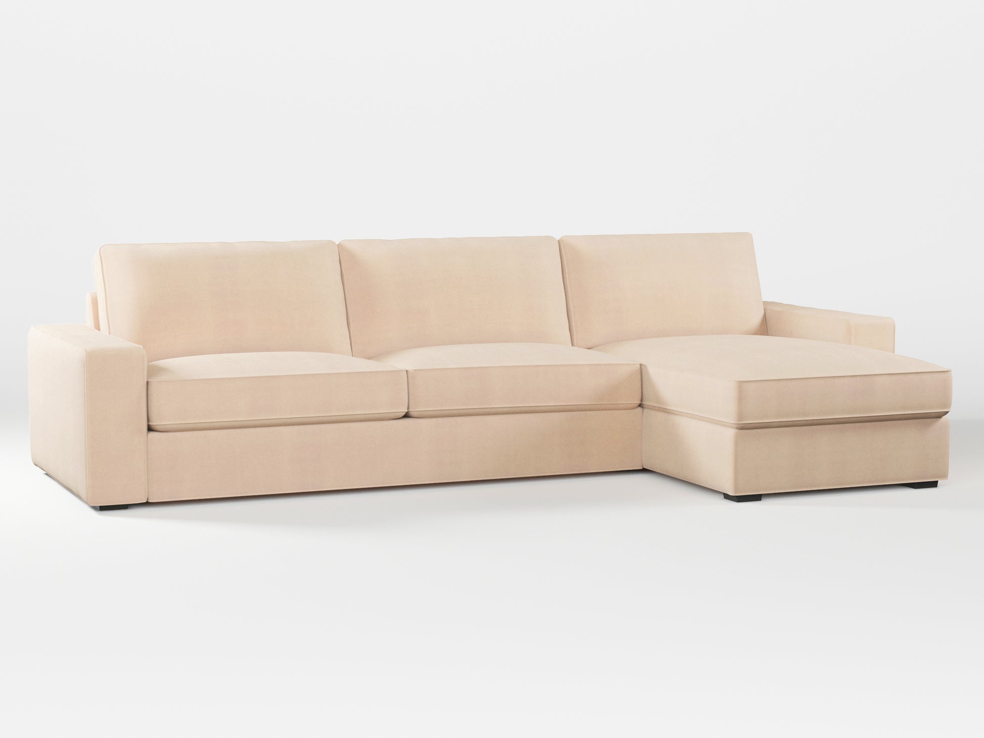 Ikea KIVIK 4-seat sofa with Chaise Longue cover made by Covereo in upholstery named TUNSO Nude Three