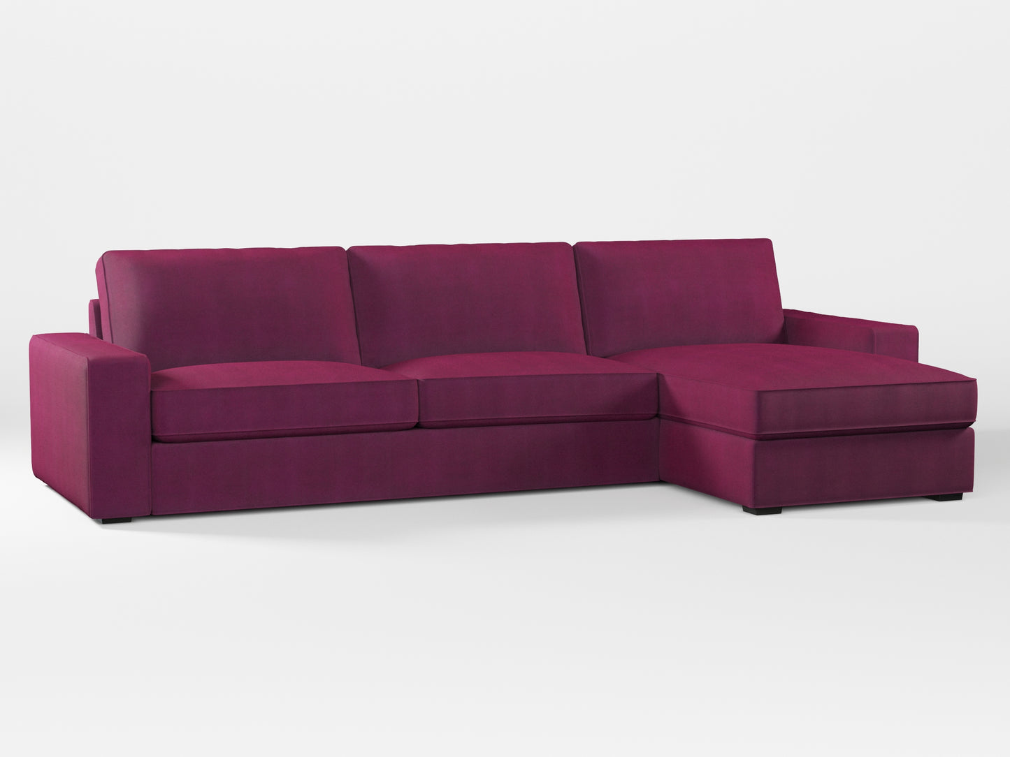 Ikea KIVIK 4-seat sofa with Chaise Longue cover made by Covereo in upholstery named TUNSO Violet Pansy