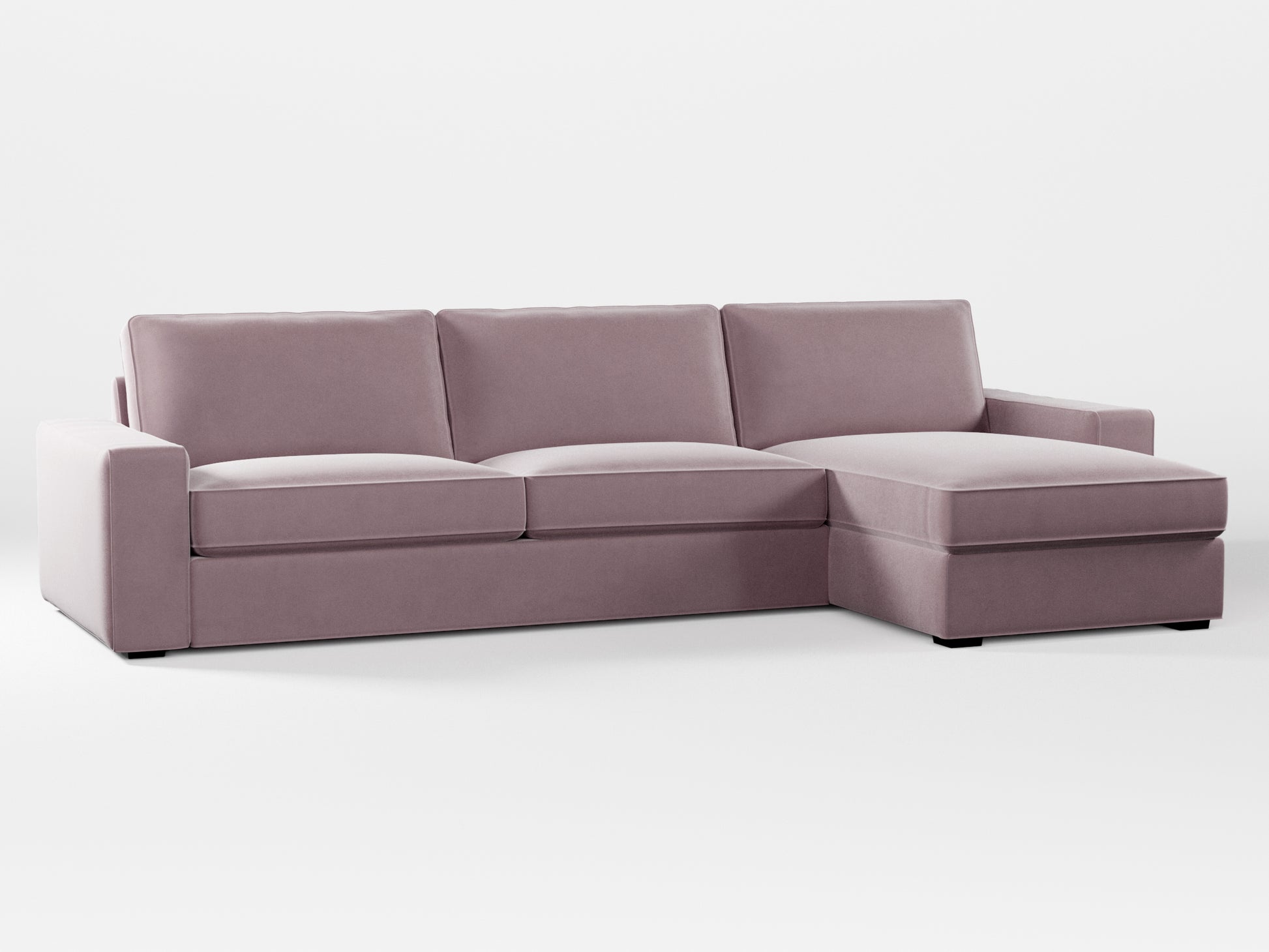 Ikea KIVIK 4-seat sofa with Chaise Longue cover made by Covereo in upholstery named VELVET Peaceful Lily