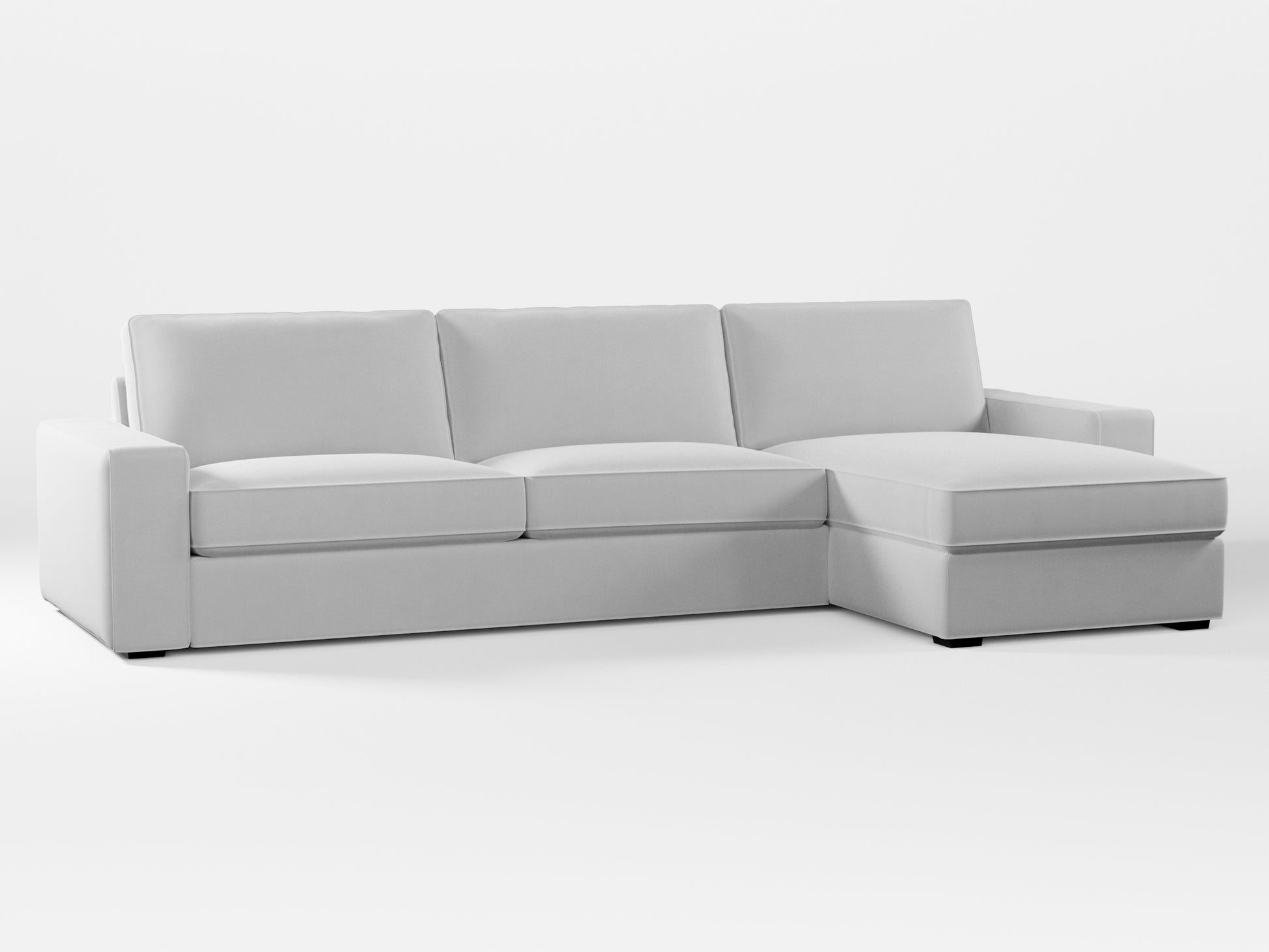 Ikea KIVIK 4-seat sofa with Chaise Longue cover made by Covereo in upholstery named VELVET Queen of Ice