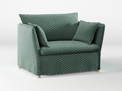 Ikea BACKSÄLEN 1,5-seat armchair cover made by Covereo in upholstery named HERRINGBONE Green