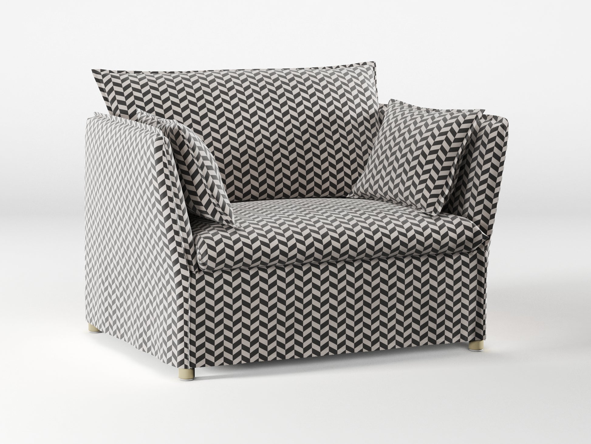 Ikea BACKSÄLEN 1,5-seat armchair cover made by Covereo in upholstery named HERRINGBONE Silver