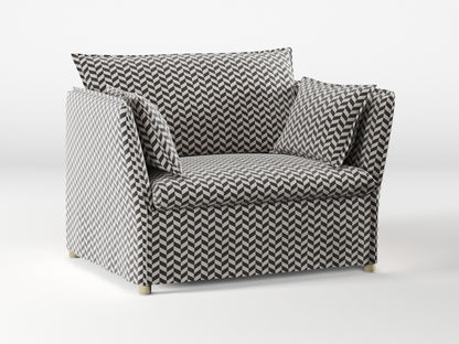 Ikea BACKSÄLEN 1,5-seat armchair cover made by Covereo in upholstery named HERRINGBONE Silver