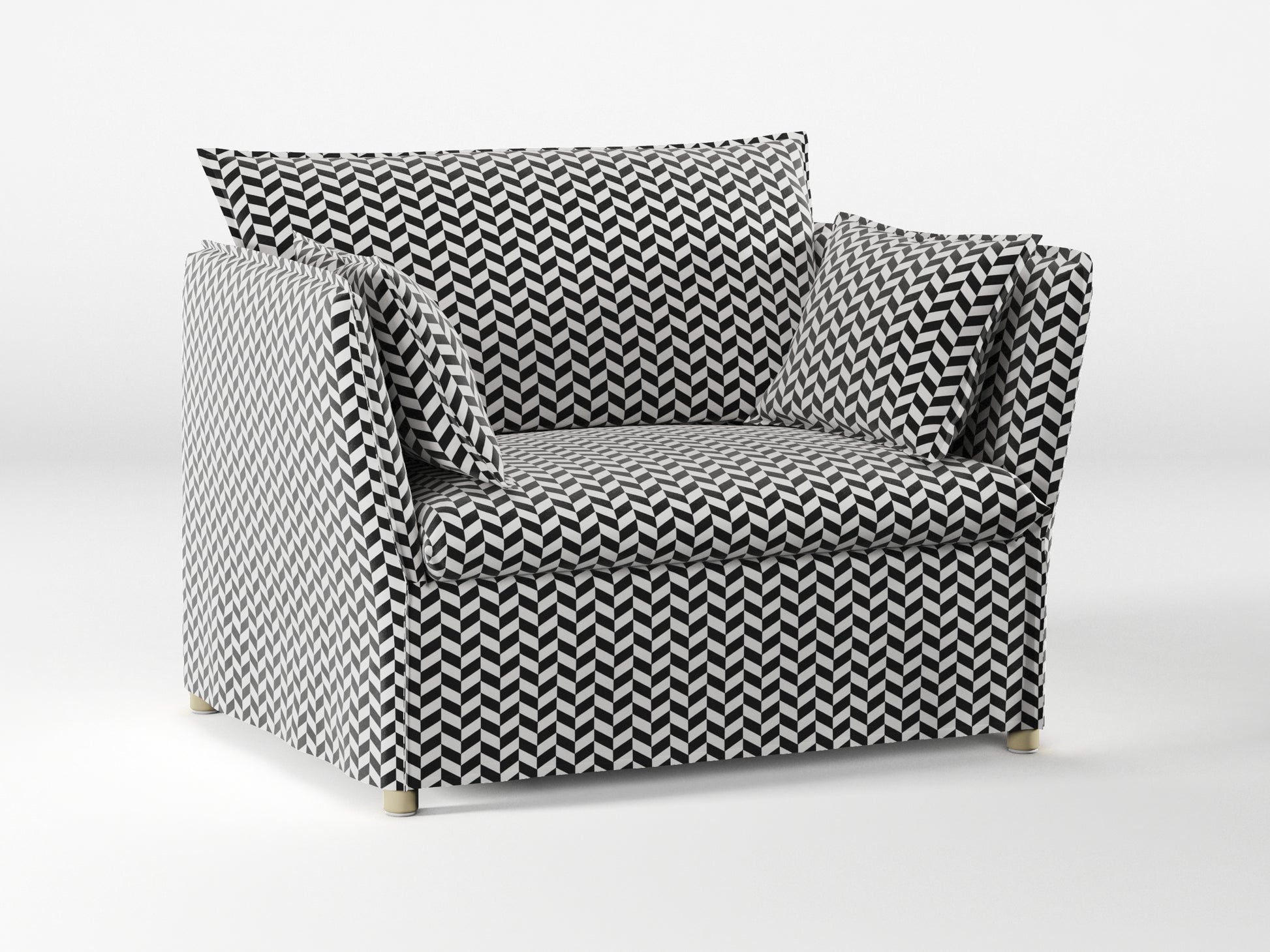 Ikea BACKSÄLEN 1,5-seat armchair cover made by Covereo in upholstery named HERRINGBONE White