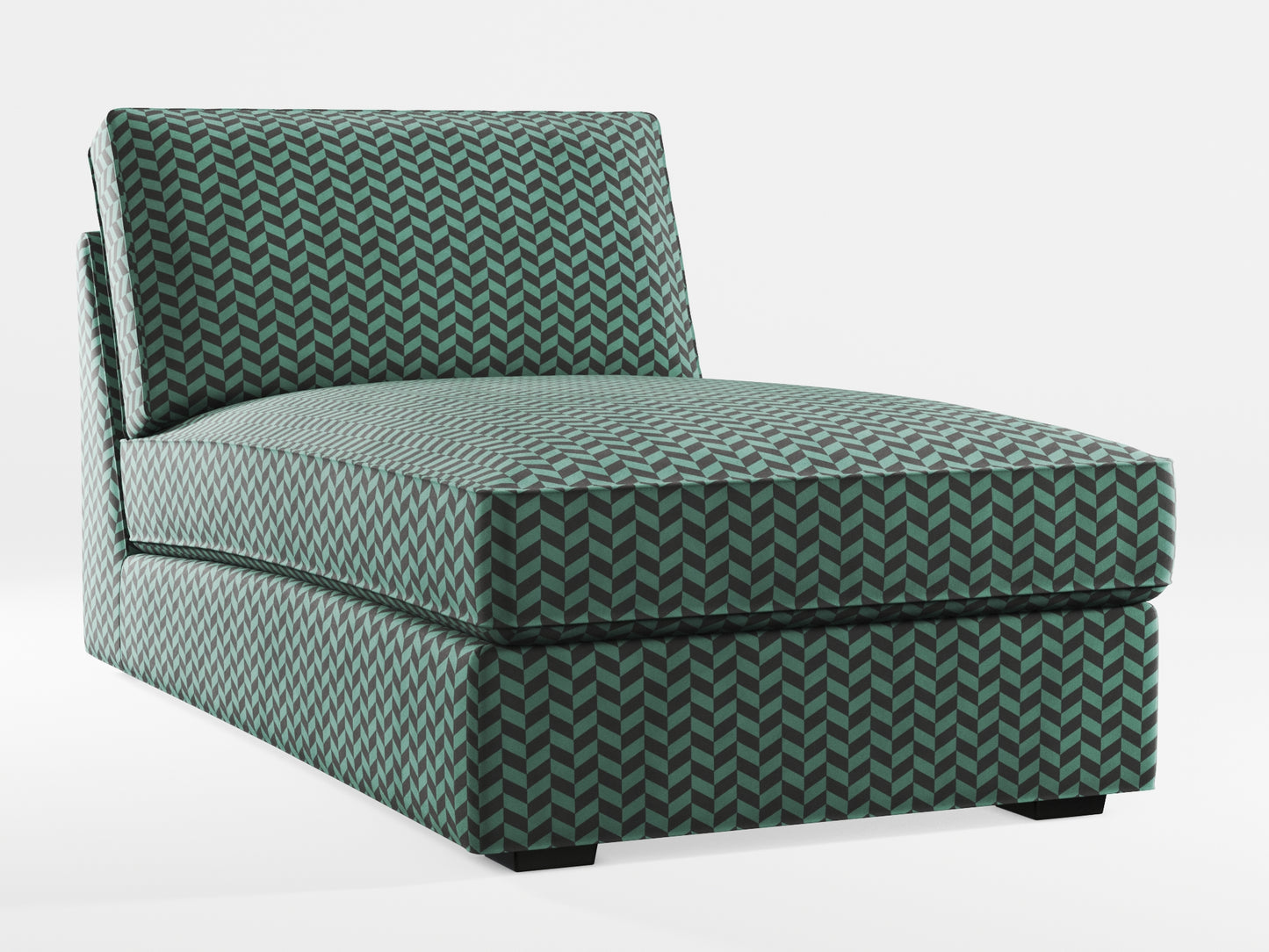 Ikea KIVIK chaise longue cover made by Covereo in upholstery named HERRINGBONE Green