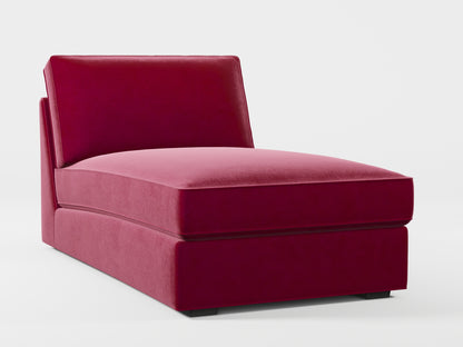 Ikea KIVIK chaise longue cover made by Covereo in upholstery named VELVET Beetroot Cocktail