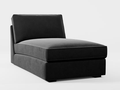 Ikea KIVIK chaise longue cover made by Covereo in upholstery named VELVET Shiny Black