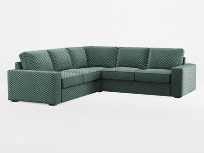 Ikea KIVIK 4-seat corner sofa cover made by Covereo in upholstery named HERRINGBONE Green