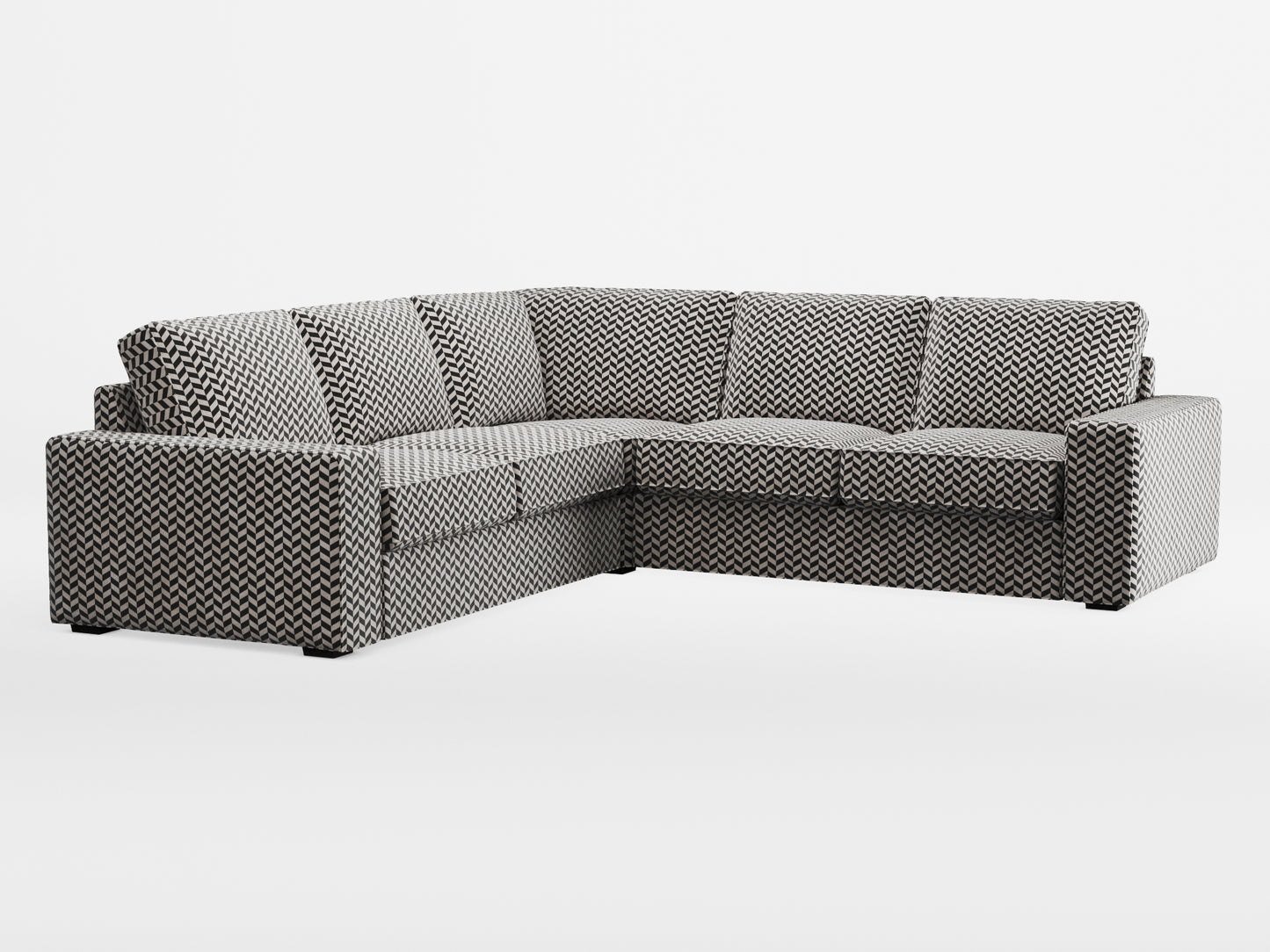 Ikea KIVIK 4-seat corner sofa cover made by Covereo in upholstery named HERRINGBONE Silver