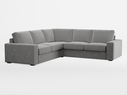 Ikea KIVIK 4-seat corner sofa cover made by Covereo in upholstery named HERRINGBONE White