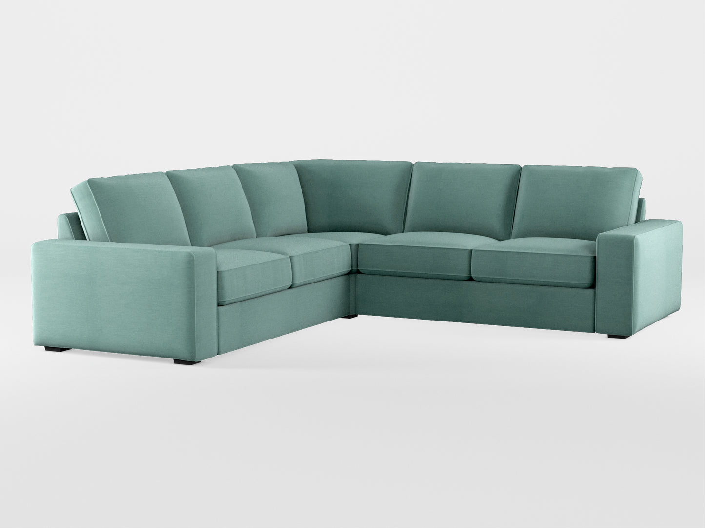 Ikea KIVIK 4-seat corner sofa cover made by Covereo in upholstery named PECADLY Misty Blue