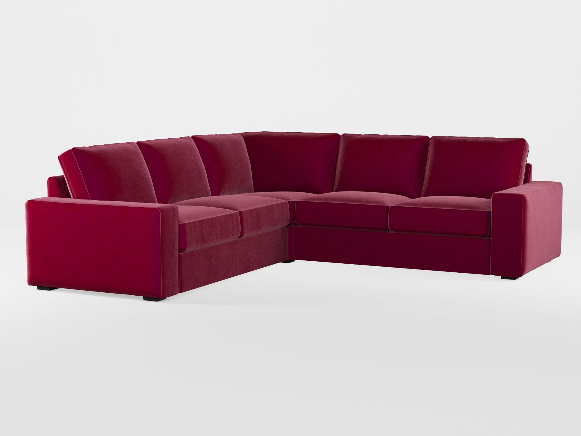 Ikea KIVIK 4-seat corner sofa cover made by Covereo in upholstery named VELVET Beetroot Cocktail