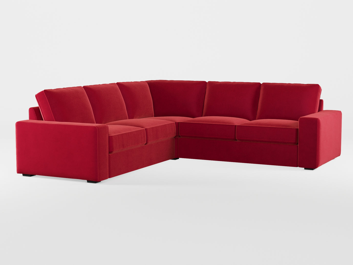 Ikea KIVIK 4-seat corner sofa cover made by Covereo in upholstery named VELVET Intense Red