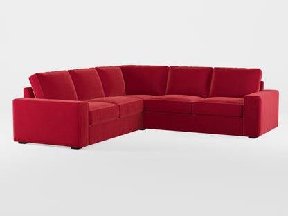 Ikea KIVIK 4-seat corner sofa cover made by Covereo in upholstery named VELVET Intense Red