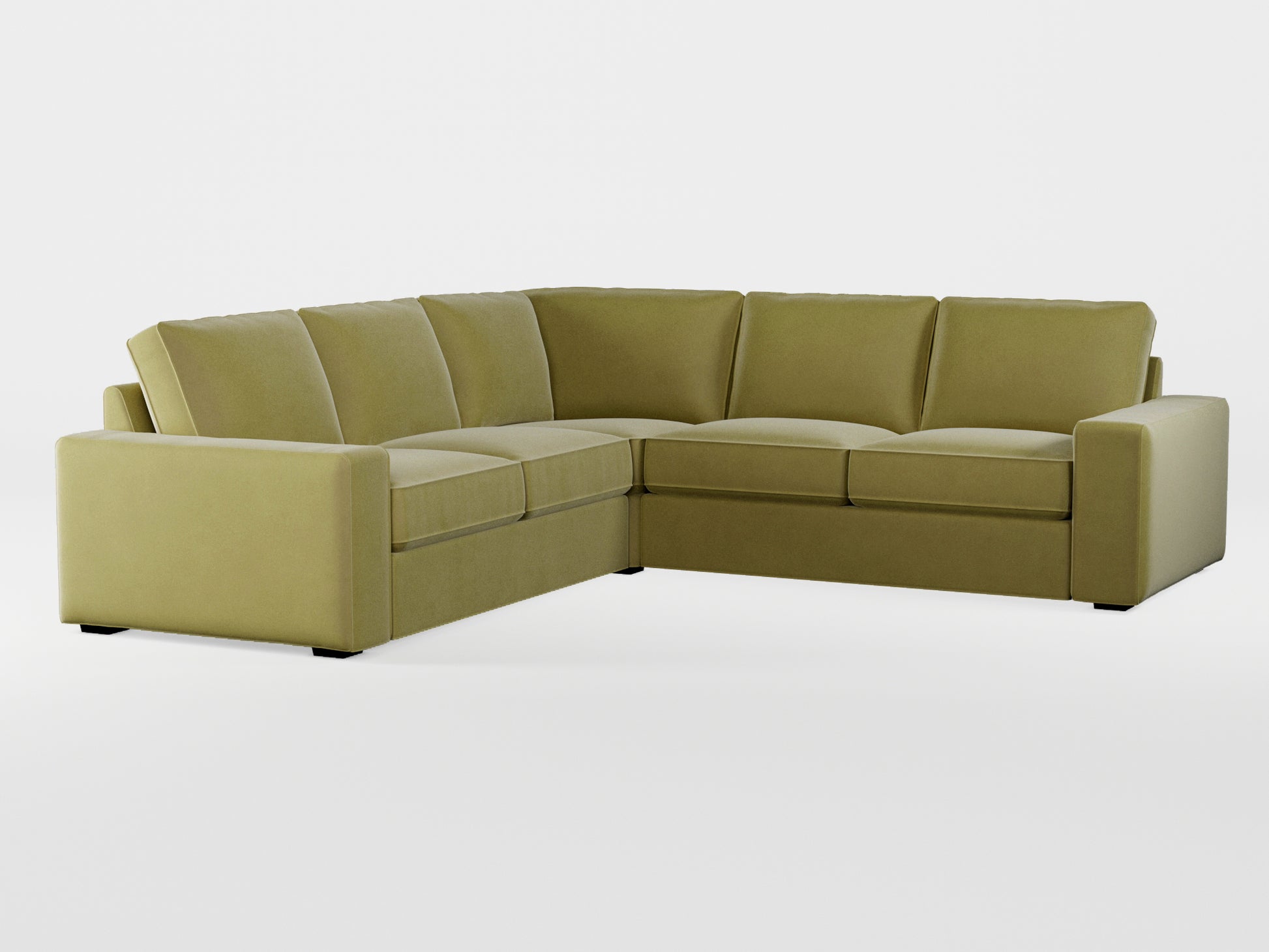 Ikea KIVIK 4-seat corner sofa cover made by Covereo in upholstery named VELVET Olive Dream