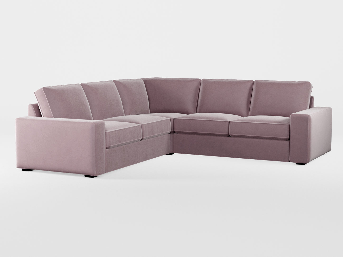 Ikea KIVIK 4-seat corner sofa cover made by Covereo in upholstery named VELVET Peaceful Lily