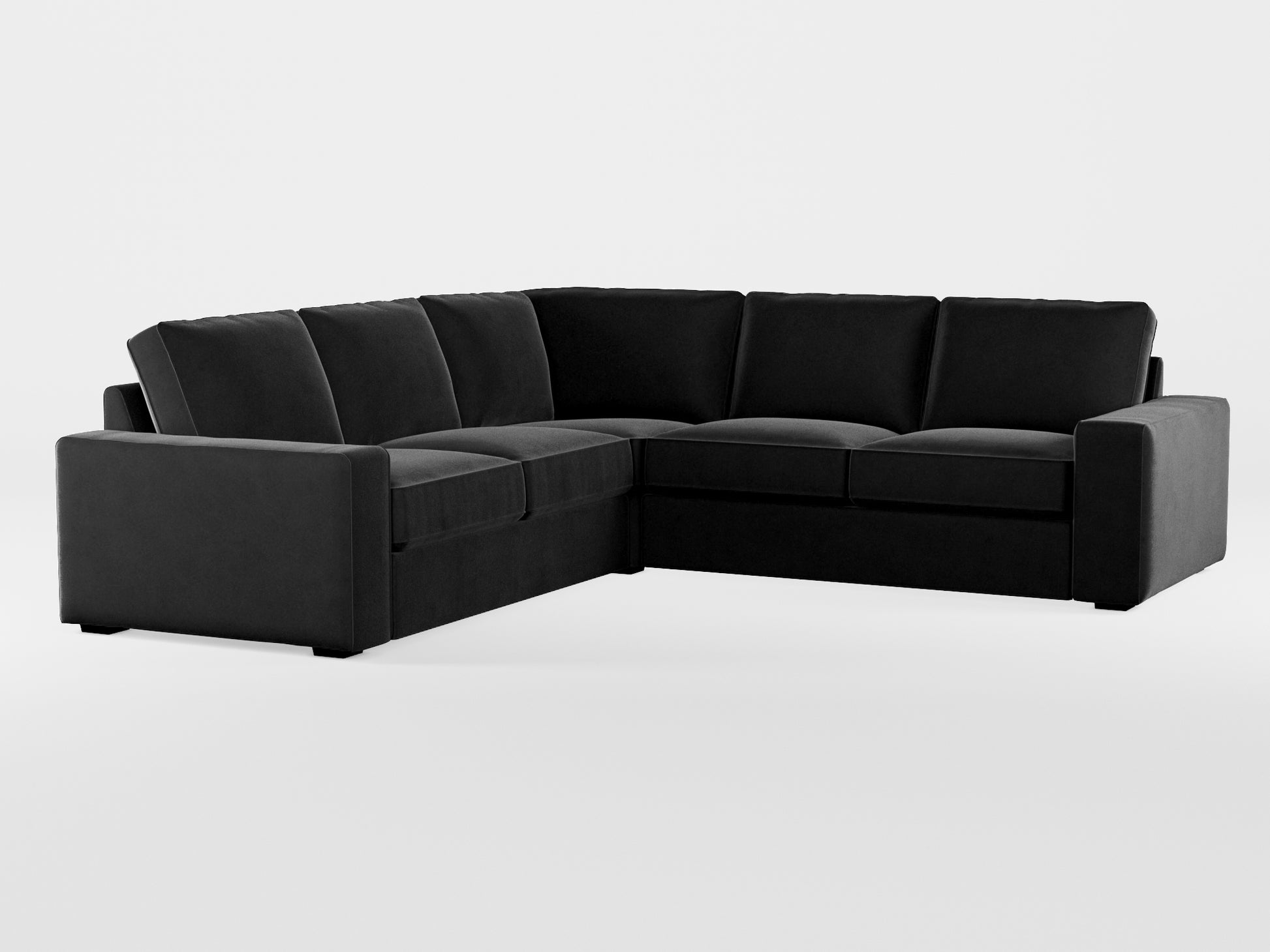 Ikea KIVIK 4-seat corner sofa cover made by Covereo in upholstery named VELVET Shiny Black