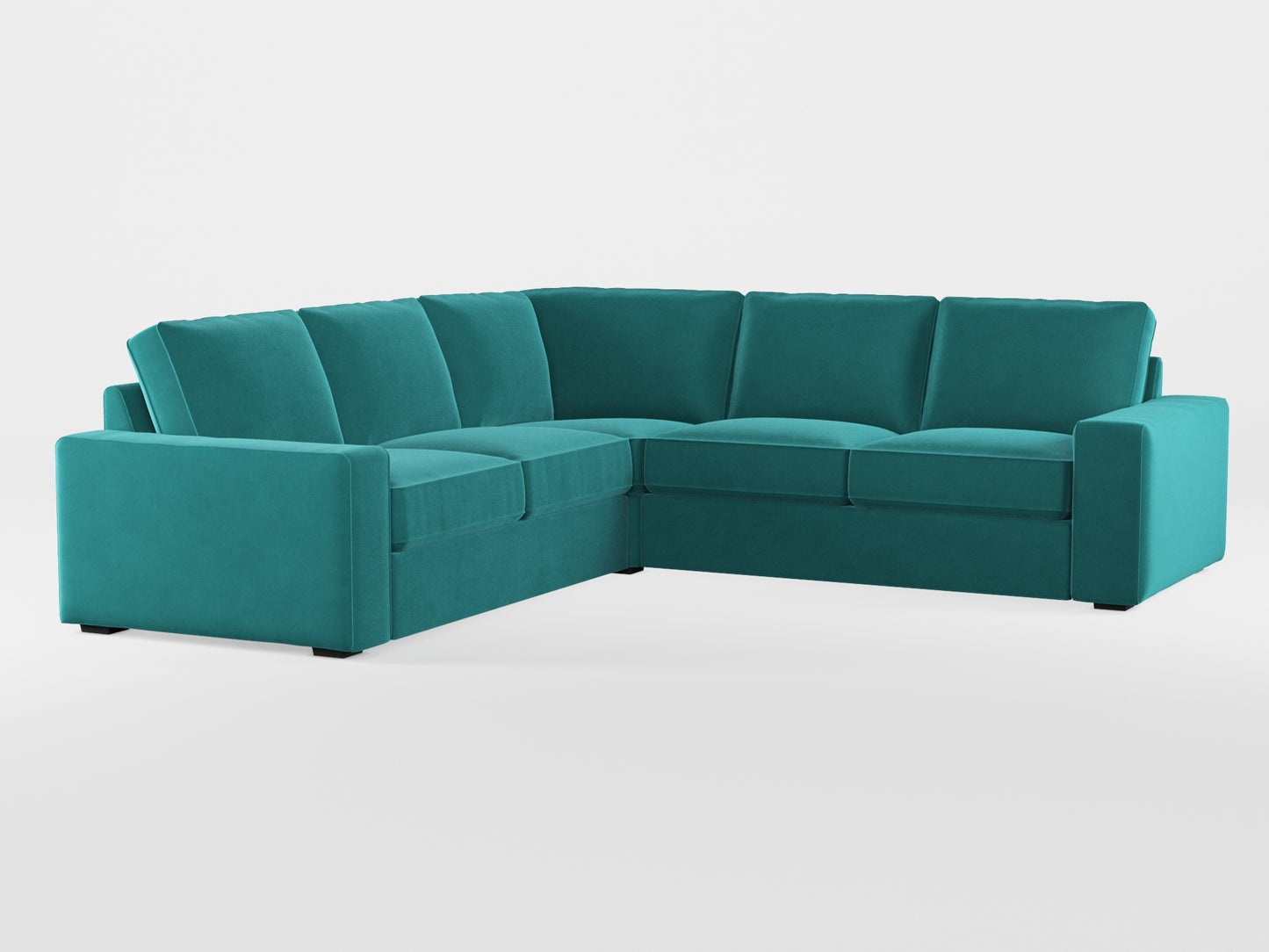 Ikea KIVIK 4-seat corner sofa cover made by Covereo in upholstery named VELVET Turquoise Twist